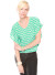 Butterfly Sleeves Scoop V-Neck with Piping Detail Chevron Print Top NW-BT1644P-B TURQUOISE