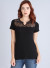 Split neck, lace yoke, ribbed shirt - TSB-BLACK