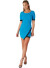 Short Sleeve Scoop Neck Color Block Dress featuring a Tulip hemline with contrast. WH-BD1766-BLUE/BLACK