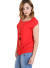 Cap sleeve, round neck, key hole back top with layered side pleats and detachable fashion necklace. WH-BT1679N-RED