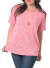 Plus size short-sleeve, round neck,ribbed swing top (necklace not included)-WH-BT1868X-CORAL 