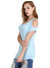 Round neckline,ruched sides, ribbed top featuring cutout sleeves.WH-BT1875-BLUE