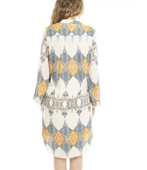 LS Button Down Tunic-2 pcs dress MDW7W03CP-Beige/Navy
